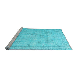 Sideview of Machine Washable Persian Light Blue Traditional Rug, wshtr3335lblu