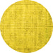 Round Machine Washable Persian Yellow Traditional Rug, wshtr3335yw