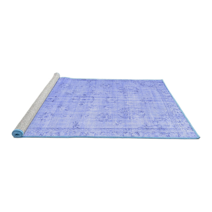 Sideview of Machine Washable Persian Blue Traditional Rug, wshtr3335blu