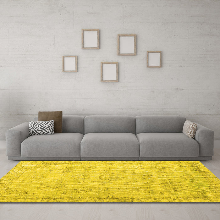 Machine Washable Persian Yellow Traditional Rug in a Living Room, wshtr3335yw