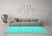 Machine Washable Persian Turquoise Traditional Area Rugs in a Living Room,, wshtr3335turq