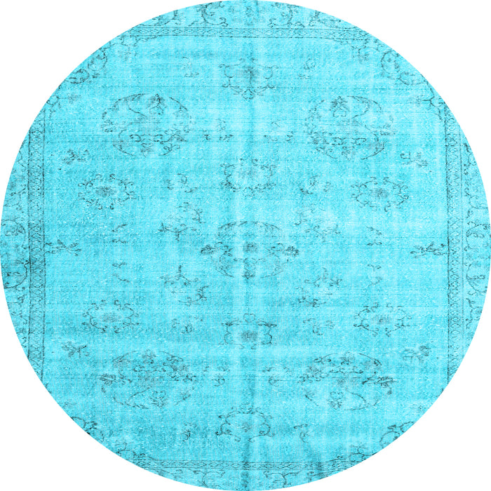 Round Persian Light Blue Traditional Rug, tr3335lblu