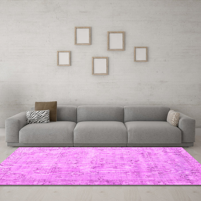 Machine Washable Persian Pink Traditional Rug in a Living Room, wshtr3335pnk