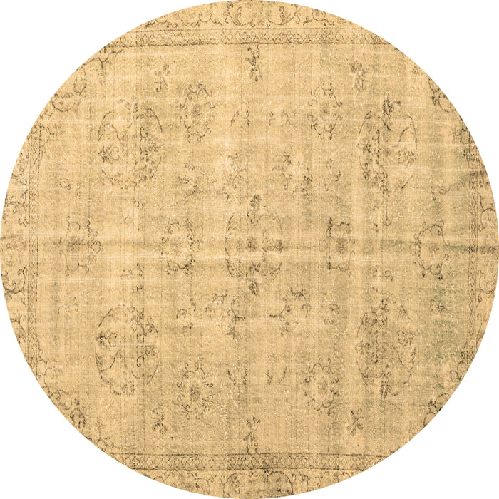Round Persian Brown Traditional Rug, tr3335brn