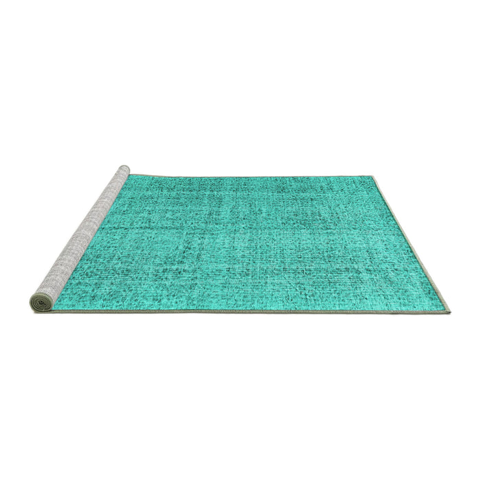 Sideview of Machine Washable Persian Turquoise Traditional Area Rugs, wshtr3336turq