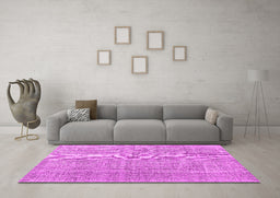 Machine Washable Persian Pink Traditional Rug in a Living Room, wshtr3336pnk