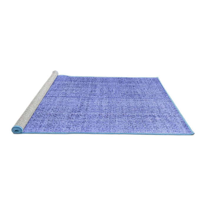 Sideview of Machine Washable Persian Blue Traditional Rug, wshtr3336blu
