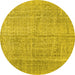 Round Machine Washable Persian Yellow Traditional Rug, wshtr3336yw