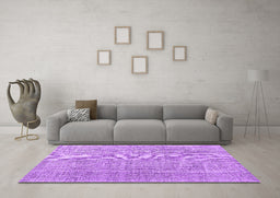 Machine Washable Persian Purple Traditional Area Rugs in a Living Room, wshtr3336pur