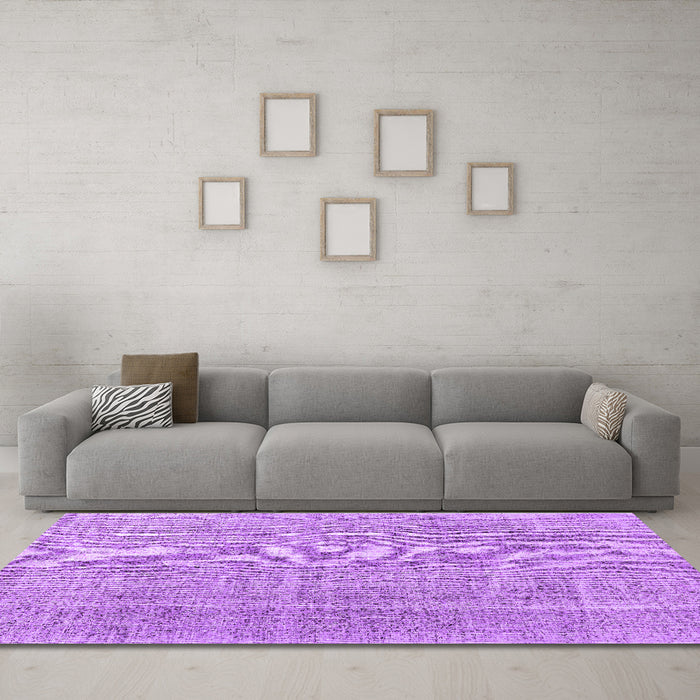 Machine Washable Persian Purple Traditional Area Rugs in a Living Room, wshtr3336pur