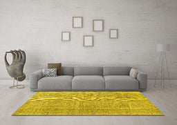 Machine Washable Persian Yellow Traditional Rug in a Living Room, wshtr3336yw