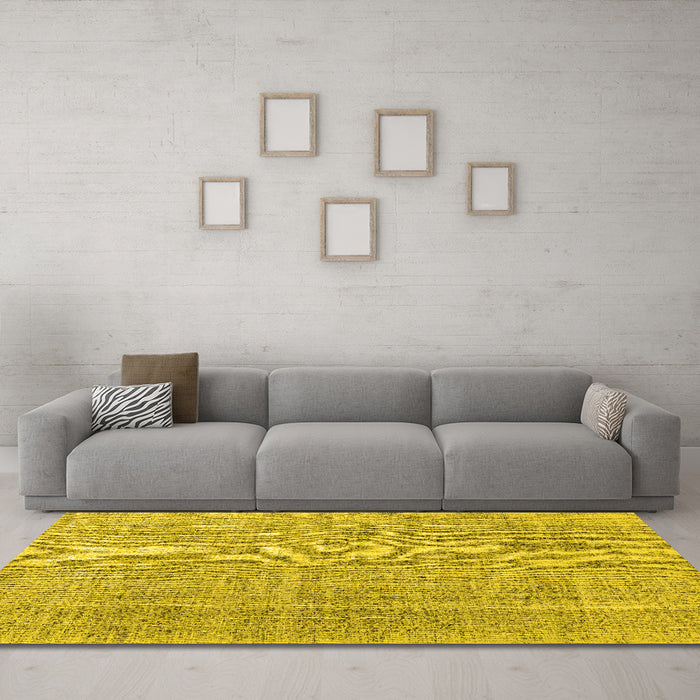 Machine Washable Persian Yellow Traditional Rug in a Living Room, wshtr3336yw