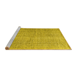 Sideview of Machine Washable Persian Yellow Traditional Rug, wshtr3336yw