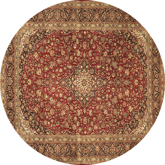 Round Medallion Brown Traditional Rug, tr3337brn