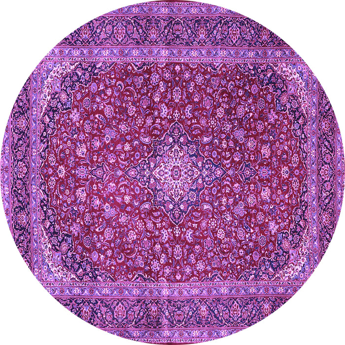 Round Medallion Purple Traditional Rug, tr3337pur