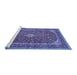 Sideview of Machine Washable Medallion Blue Traditional Rug, wshtr3337blu