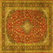 Square Medallion Yellow Traditional Rug, tr3337yw