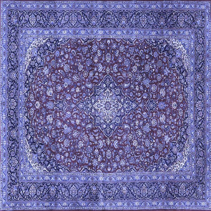 Square Machine Washable Medallion Blue Traditional Rug, wshtr3337blu
