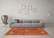 Machine Washable Medallion Orange Traditional Area Rugs in a Living Room, wshtr3337org