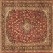 Square Medallion Brown Traditional Rug, tr3337brn