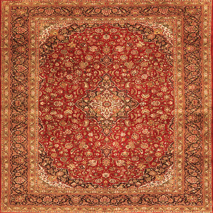 Serging Thickness of Medallion Orange Traditional Rug, tr3337org