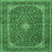 Square Medallion Emerald Green Traditional Rug, tr3337emgrn