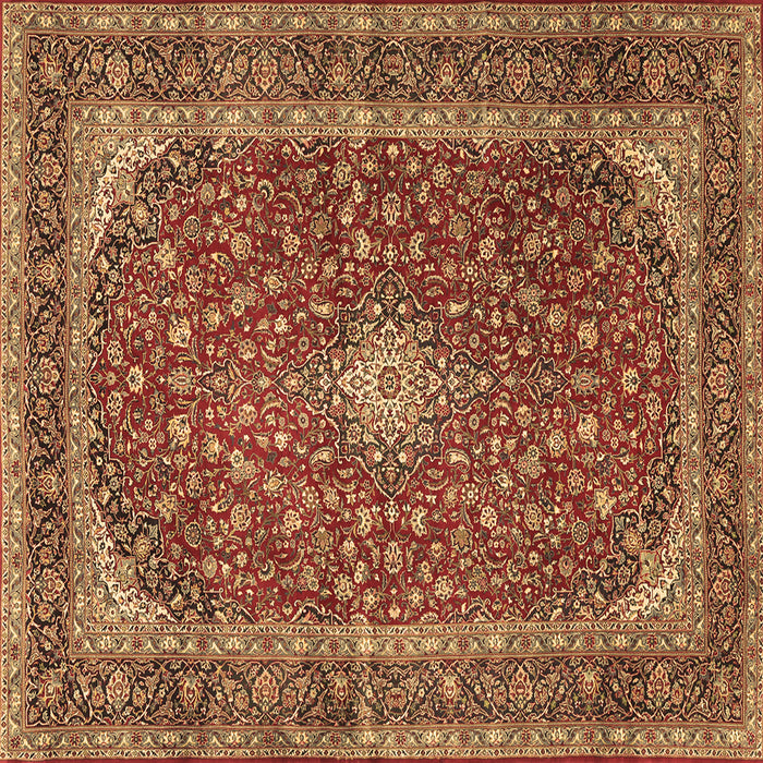 Square Machine Washable Medallion Brown Traditional Rug, wshtr3337brn