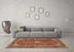 Machine Washable Medallion Brown Traditional Rug in a Living Room,, wshtr3337brn