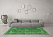 Machine Washable Medallion Emerald Green Traditional Area Rugs in a Living Room,, wshtr3337emgrn