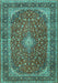 Machine Washable Medallion Turquoise Traditional Area Rugs, wshtr3337turq