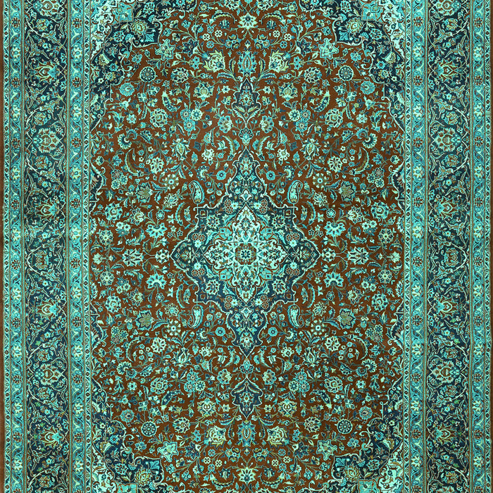 Machine Washable Medallion Turquoise Traditional Area Rugs, wshtr3337turq