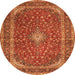 Machine Washable Medallion Orange Traditional Area Rugs, wshtr3337org