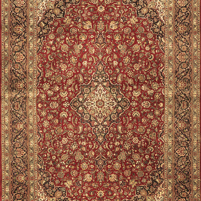 Machine Washable Medallion Brown Traditional Rug, wshtr3337brn