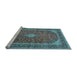 Sideview of Machine Washable Medallion Light Blue Traditional Rug, wshtr3337lblu