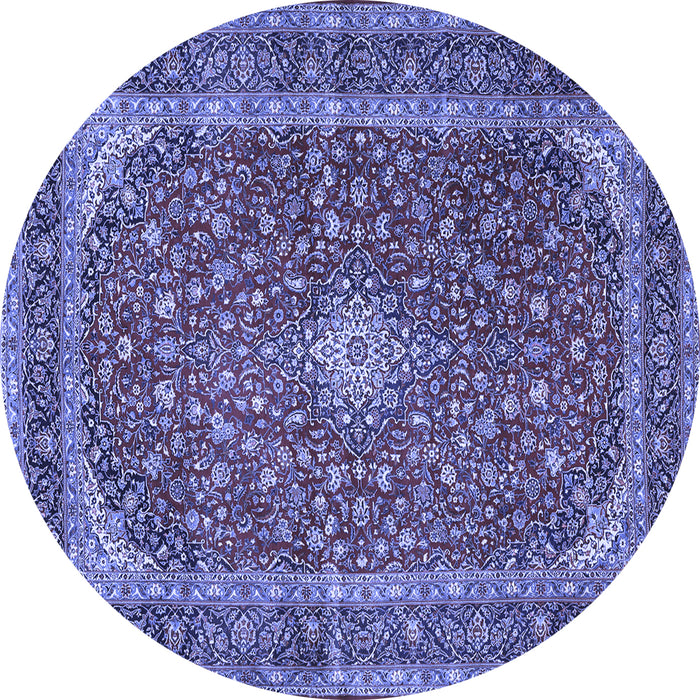 Round Medallion Blue Traditional Rug, tr3337blu