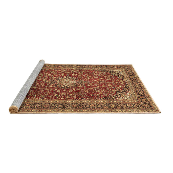 Sideview of Machine Washable Medallion Brown Traditional Rug, wshtr3337brn