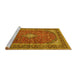 Sideview of Machine Washable Medallion Yellow Traditional Rug, wshtr3337yw