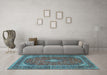 Machine Washable Medallion Light Blue Traditional Rug in a Living Room, wshtr3337lblu