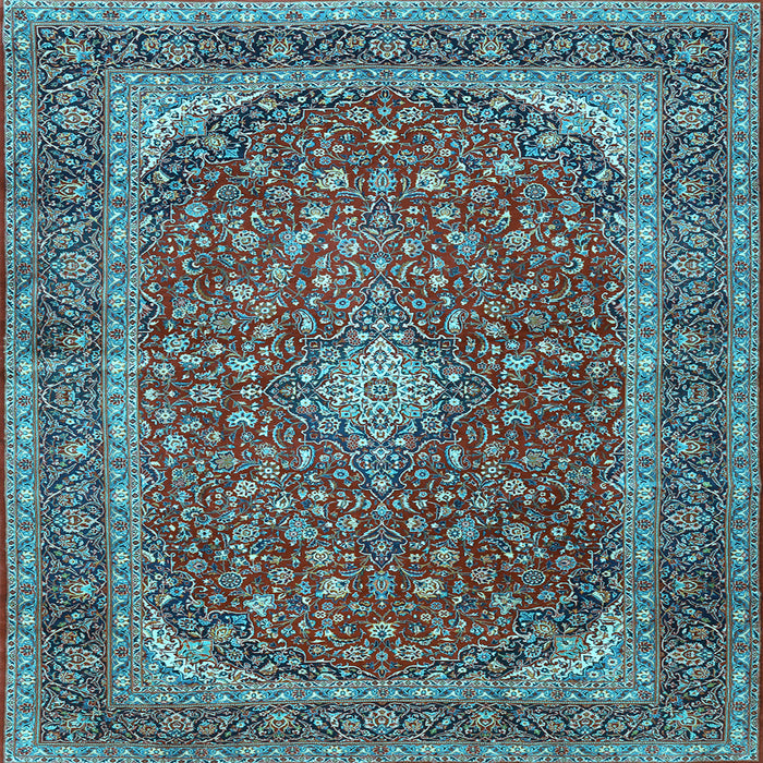 Square Medallion Light Blue Traditional Rug, tr3337lblu