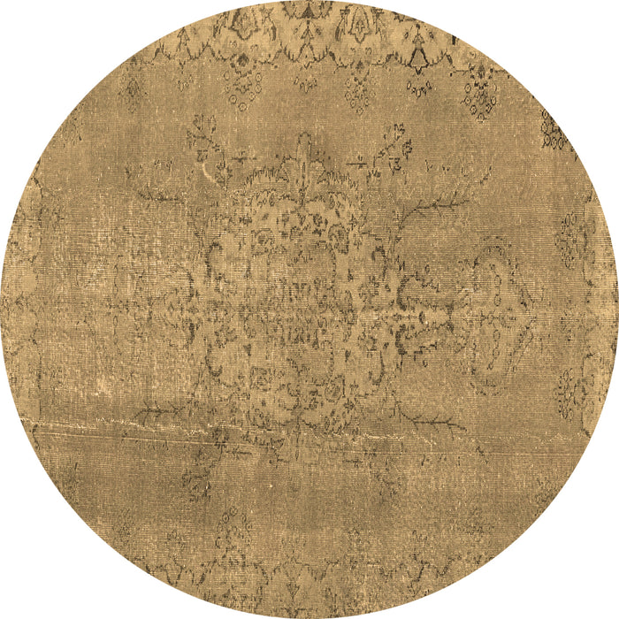 Round Persian Brown Traditional Rug, tr3338brn