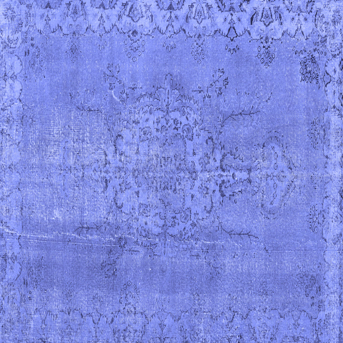 Square Machine Washable Persian Blue Traditional Rug, wshtr3338blu