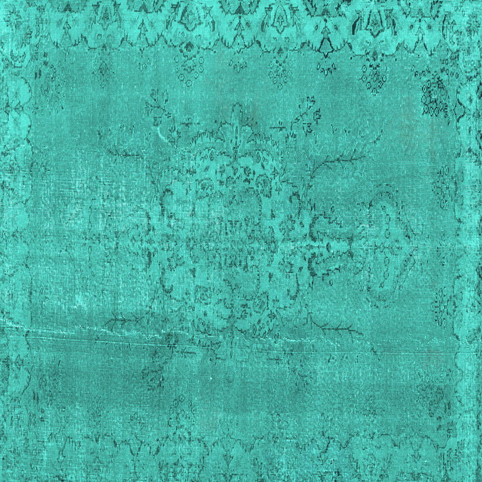 Square Machine Washable Persian Turquoise Traditional Area Rugs, wshtr3338turq