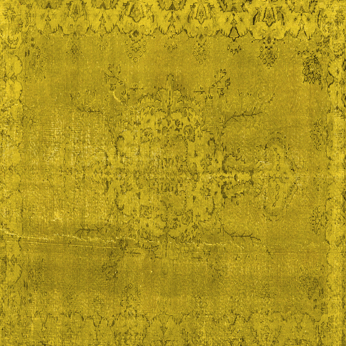 Square Machine Washable Persian Yellow Traditional Rug, wshtr3338yw