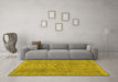 Machine Washable Persian Yellow Traditional Rug in a Living Room, wshtr3338yw