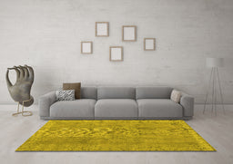 Machine Washable Persian Yellow Traditional Rug in a Living Room, wshtr3338yw
