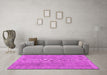 Machine Washable Persian Pink Traditional Rug in a Living Room, wshtr3338pnk