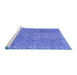 Sideview of Machine Washable Persian Blue Traditional Rug, wshtr3338blu