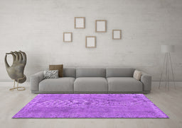 Machine Washable Persian Purple Traditional Area Rugs in a Living Room, wshtr3338pur
