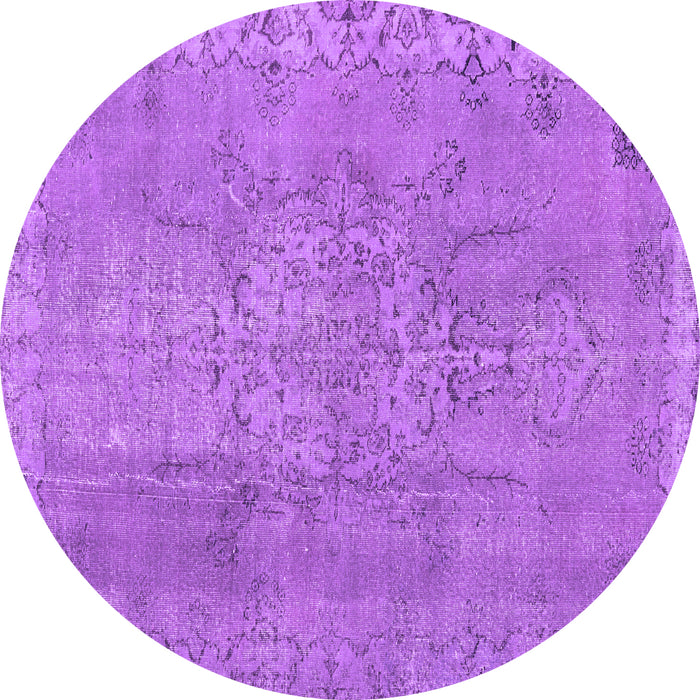 Round Machine Washable Persian Purple Traditional Area Rugs, wshtr3338pur