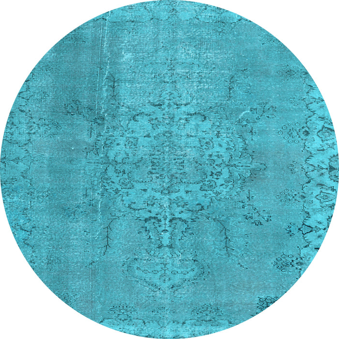 Round Machine Washable Persian Light Blue Traditional Rug, wshtr3338lblu